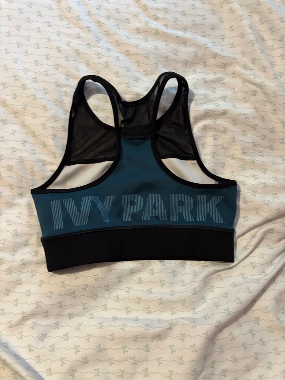 IVY PARK Black & Teal High-Neck Chevron Sports Bra - Picture 2 of 3